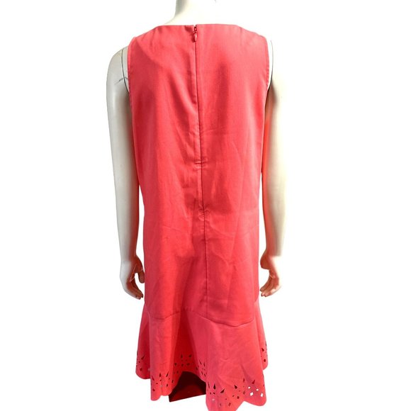 Ann Taylor LOFT Polyester Rayon Coral/Salmon Pink Sleeveless Shift Dress Size 4 - Picture 4 of 10